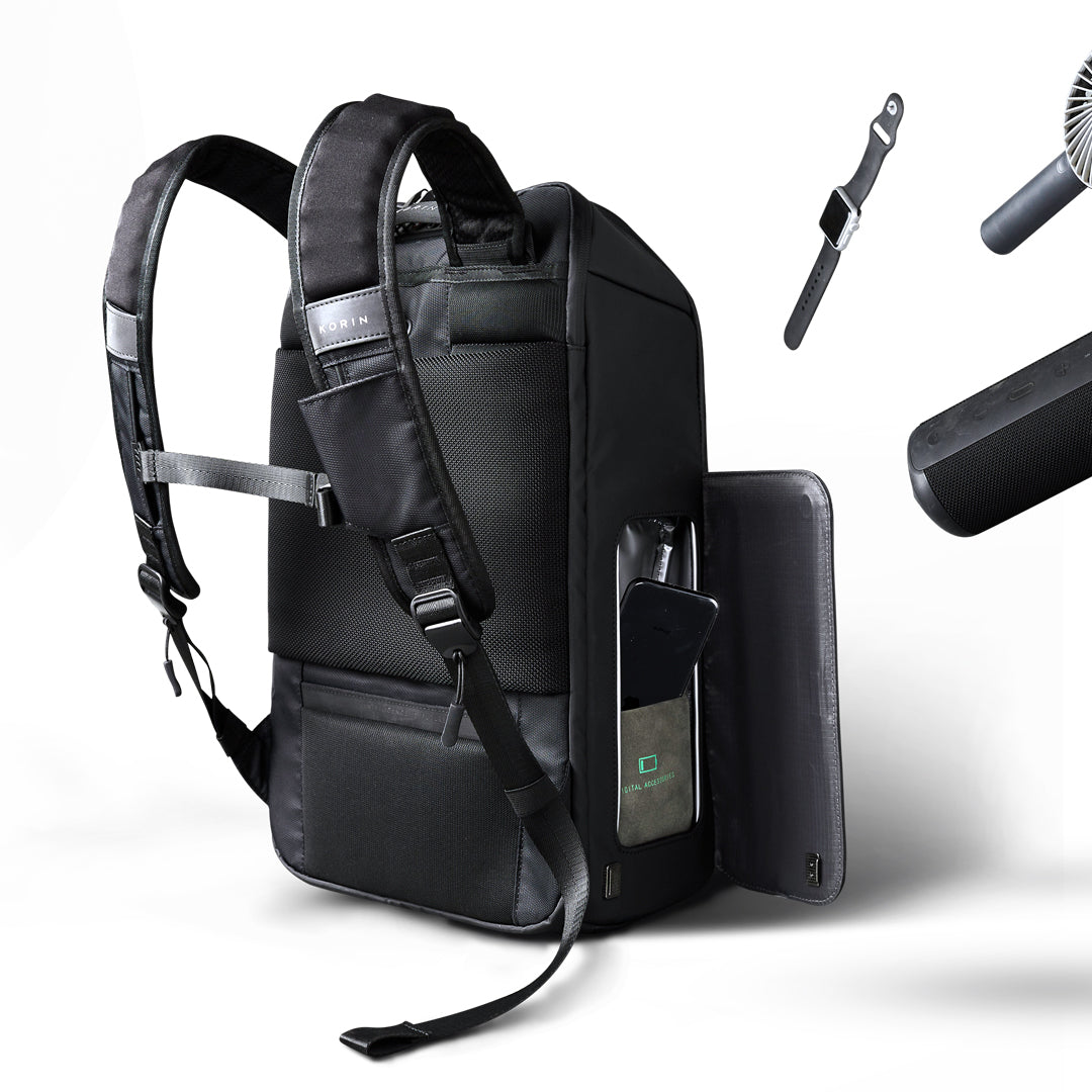 FlipPack Pro Korin Design ポーチ付き FlipPack Pro - Sleek Anti-Theft Bag with Mag-System